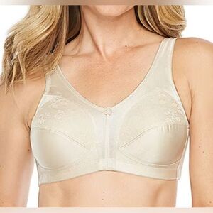🆕Jennifer Intimates Vintage Satin Tan Floral Wireless Bra 40D🆕